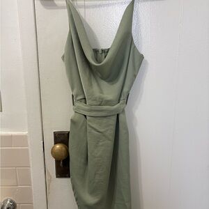Green Sheath Dress Cowl Neck Mini